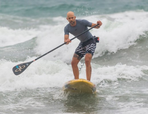It was a first win of the series in the stand-up paddleboarding division for Shayne Chipps (pictured) at the Thule Surfski Challenge, Race Four of the 2017 FNB Surfski Series on Friday, 27 January.  Photo: Anthony Grote/ Gameplan Media