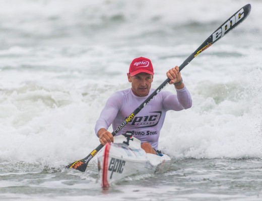 Having been absent from race three, Euro Steel/Epic Kayaks' Hank McGregor continued where he left off claiming his third win of the series at the Thule Surfski Challenge, Race Four of the 2017 FNB Surfski Series on Friday, 27 January. Photo: Anthony Grote/ Gameplan Media