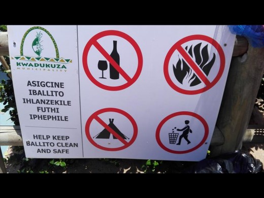 Above: Prominent signs prohibit open fires at any of KwaDukuza's beaches.