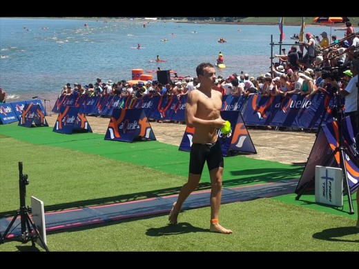 Cameron Pennell finishing the Midmar Mile in 2016.