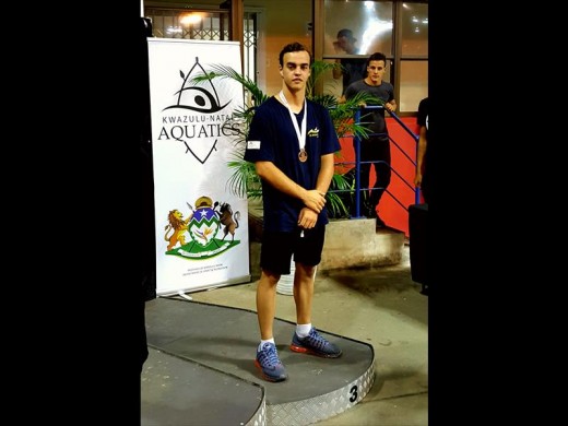 Cameron Pennell shows off his bronze medal, earned during the KZN swimming champs in December last year.