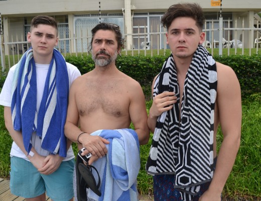 Francois Taljaard and his sons, Jack and Cameron, who tried to save the drowning man, selflessly diving into the surf to help.