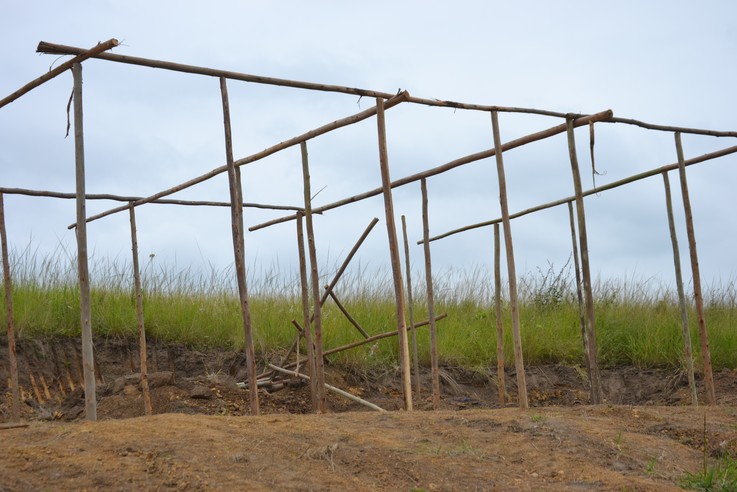This is one of the houses under construction at the land that the farmers claim belong to them.