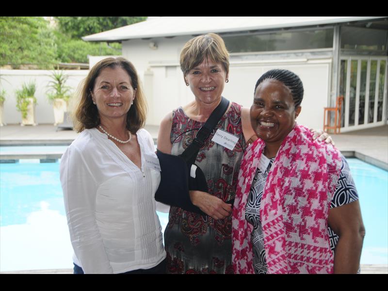 Business leader Carol Church, life coach Terry Dearling and headmistress Thembi Mthembu from Dr BW Vilikazi Primary School.