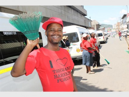 Shoes Maloka, chaiperson of the Tshwane Barekisi Forum, led a group of informal traders that helped clean Brown Street.