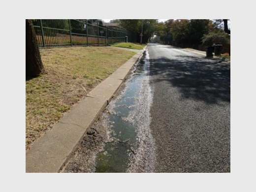 The water has been streaming down Verdi Street for about 14 months.