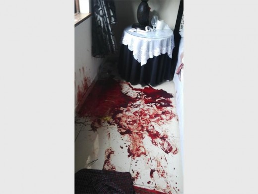 The room where Arnold Miller (72) stood bleeding while calling for help.