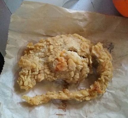 One of the pictures posted on Facebook by Dixon, showing what looks like a deep fried rat.