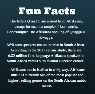 afrikaans fun facts