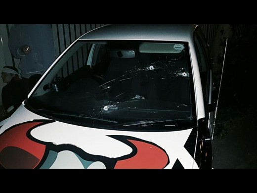 Three Bull Security vehicles were riddled with bullets. Photo: supplied.
