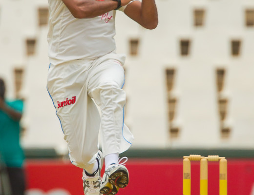 Rowan Richards ended as the pick of the Titans bowlers with 3/37 on the third day in the Sunfoil series game against the Dolphins. Photo: simondp@actionimage