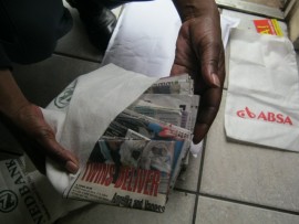 Paper folded up to feel like notes. Photo: Supplied