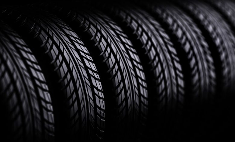 3d tires on black background