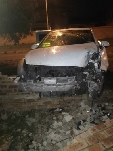 Vehicle burst through Rooihuiskraal resident's wall