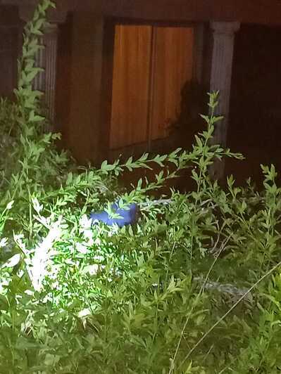 A suspect manage to get away, but was badly injured as he left a blood trail for three yards.