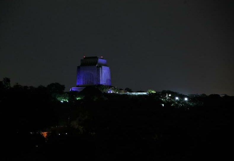 Voortrekkermonument all out in blue