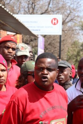 EFF Gauteng Spokesperson Phillip Makwala addressing the media. Photo: Manna Maurice
