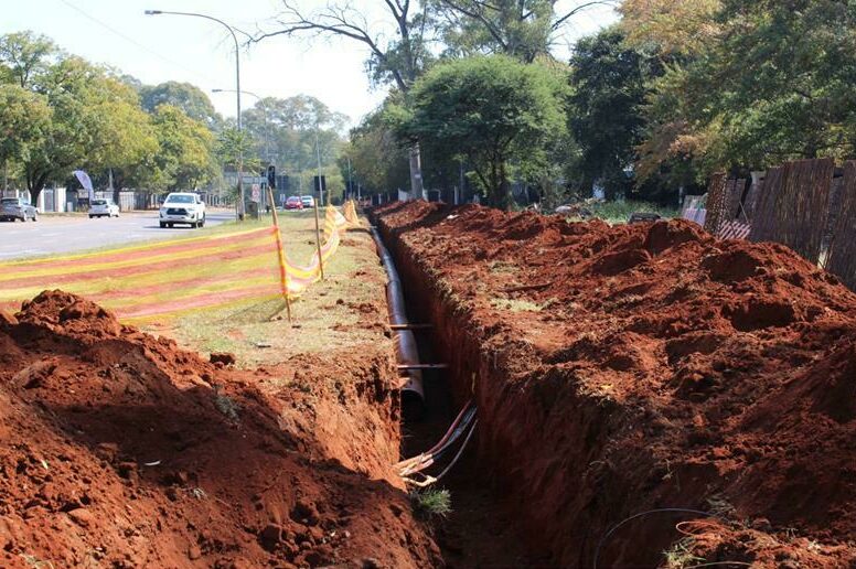 Laying of new water pipes in Clubview, Hennops almost complete Laying of new water pipes in Clubview, Hennops almost complete