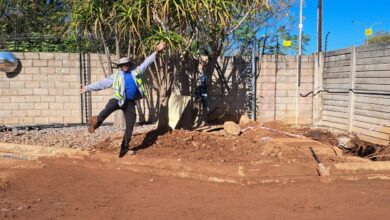 The facility supervisor Petros Thabethe rejoice after leak is finally fixed.