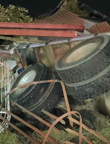 Truck loses control and crashes into Moot home