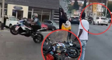 WATCH: Illegal street race in Moot ends with biker crashing into bystanders