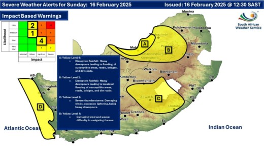 Heavy rain expected in Pretoria today 