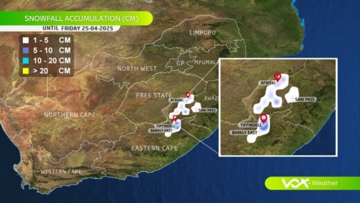 Pretoria to feel the chill as snow falls elsewhere and rain drenches Gauteng