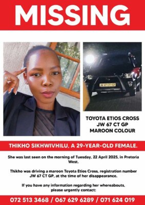 Urgent search for missing Pretoria mother