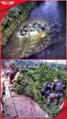 Driver saved from sinking bakkie after it plunges off Wonderboom bridge