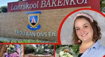 Blomme neergelê vir geliefde juffrou Elaine