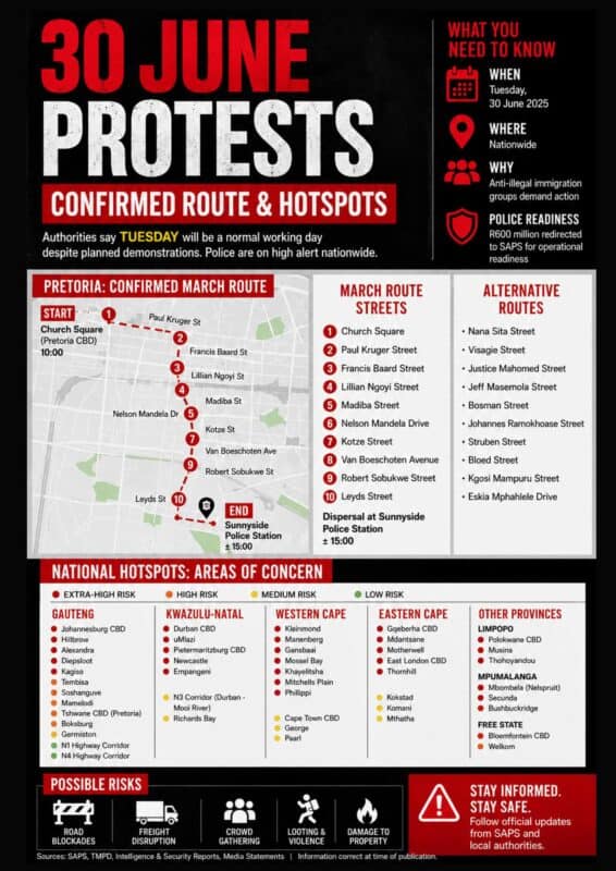 30 June protests: Here are the confirmed hotspots and routes