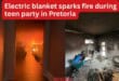Electric blanket sparks fire during teen party in Pretoria
