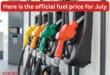 Here is the official fuel price for July