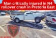 Man critically injured in N4 rollover crash in Pretoria East