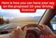 Here is how you can have your say on the proposed 10-year driving licences