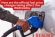 Here are the official fuel price changes taking effect this Wednesday