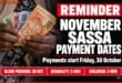 REMINDER: Here are the revised SASSA payment dates for November