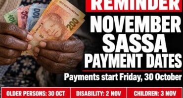 REMINDER: Here are the revised SASSA payment dates for November