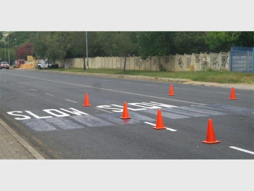 The now repainted 'slow' markings. Photo supplied