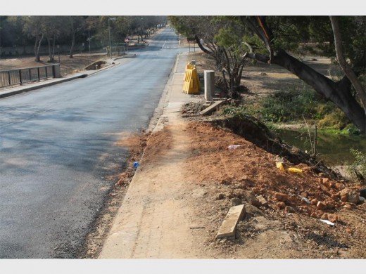 Platina Street bridge is still missing a railing after it was washed away during the floods in February.