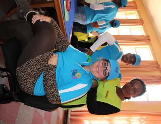 Massage therapist Mandy Kwanele massages Grietjie Botha at Randburg Police Station. 