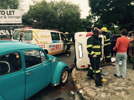 Four people are injured in an accident on Rabie Street. Photo supplied.