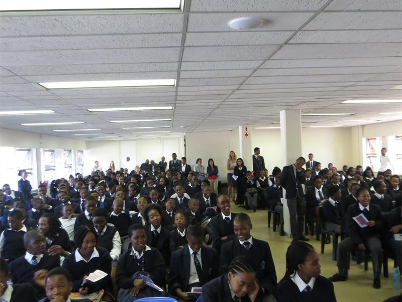 Pupils listen to the police. Photo supplied.