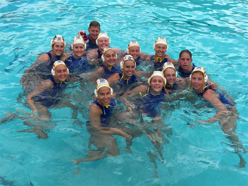 The water polo team with master-in-charge of water polo, Pierre le Roux. Photo: Supplied.