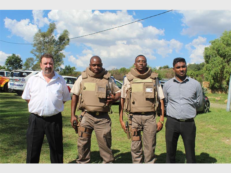 ADT security company's Carlos Barbosa (area manager), Samson Malobela, Chris Makhosonke and Nicholas Govender (community development manager) are involved in this initiative. Vox pop: ADT area manager Carlos Barbosa: "I think this is a good initiative as anyone can see that security companies are working together to chase criminals away and keep residents safe."