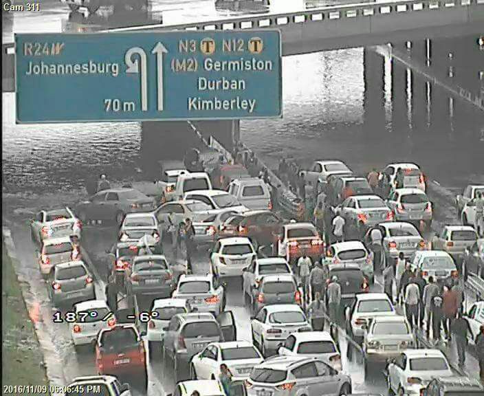 The N3 toward Kempton Park was flooded.