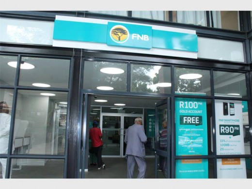 The FNB branch where about 250 safety deposit boxes were stolen.