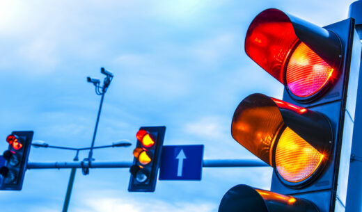 Traffic lights over urban intersection