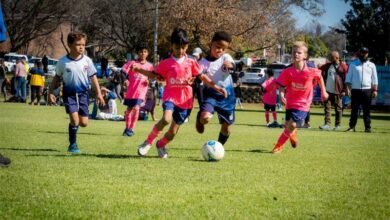 Old Parks battle it out against Emmarentia Pirates in the U8 soccer festival. Photo: Meek Media