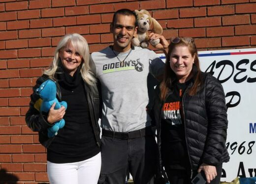 Hades Thrift and Coffee Shop owner Ardele Fernandes, Gideon's Animal Outreach director Gideon Morar, and Holiday Travel Group general manager Deolinda da Silva. Photo: Nicholas Zaal